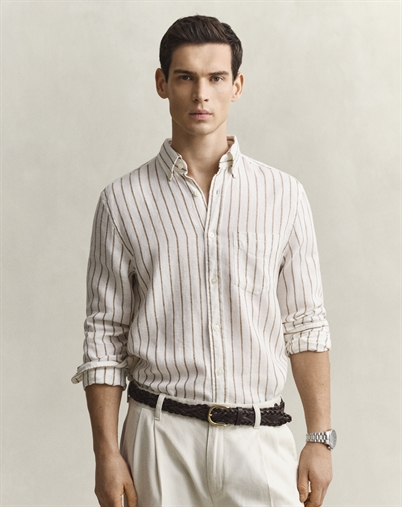 Gant - Reg Linen Stripe Skjorte - Cream 